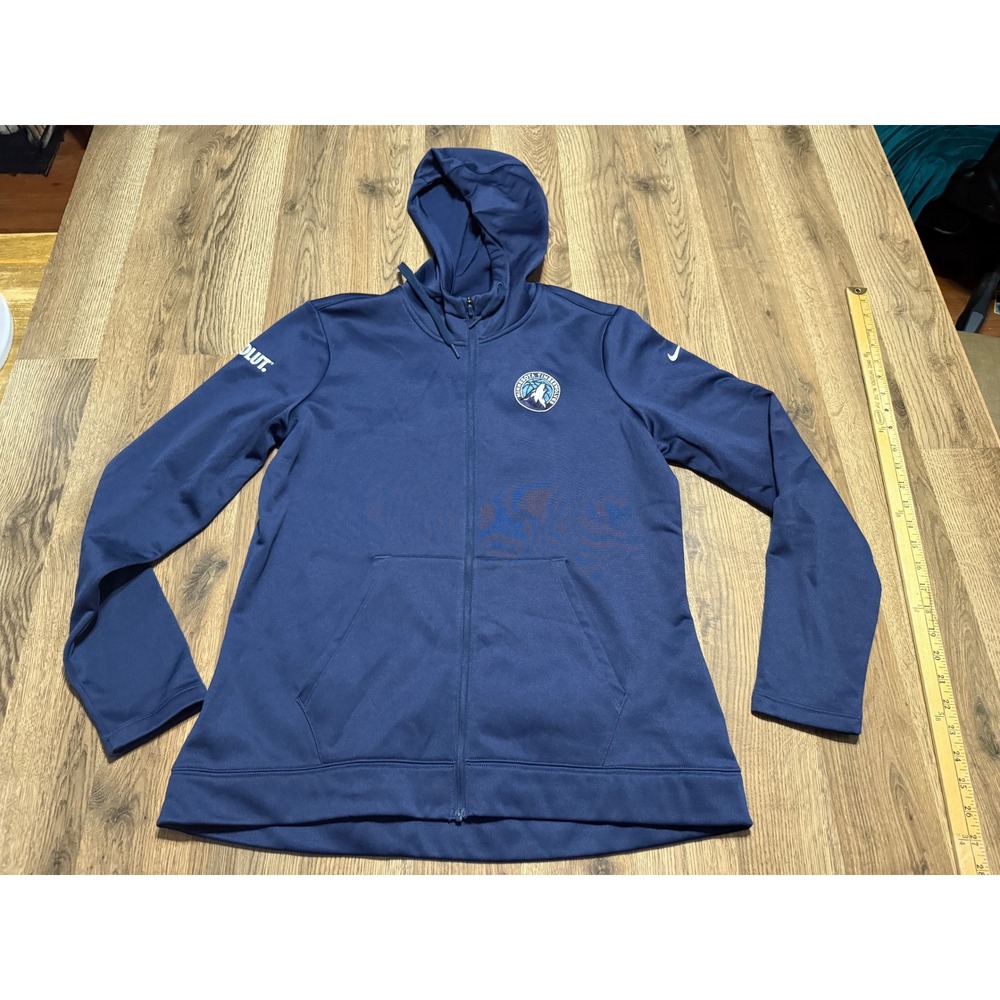 Nike Shirts Men Size Large Navy Blue Hoodie Full Zip Minnesota Timberwolves
